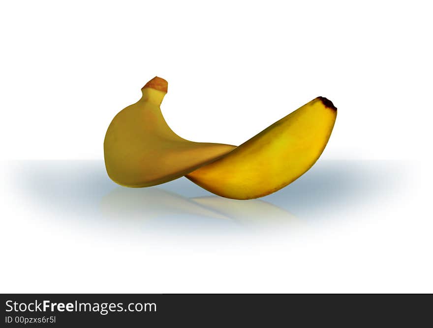 Banana is illustrated in twisted form. Banana is illustrated in twisted form