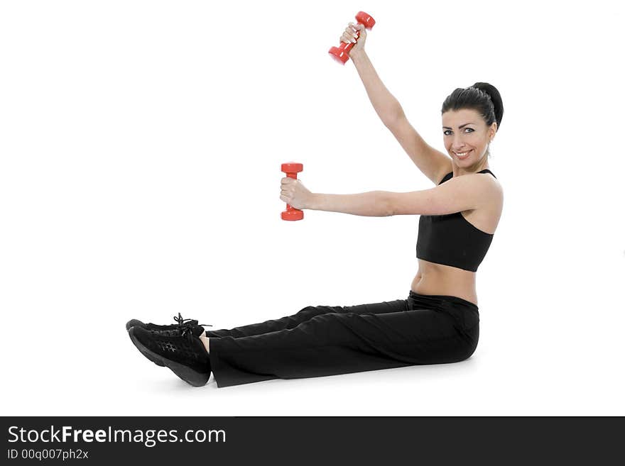 Beautiful Girl With Dumbbells