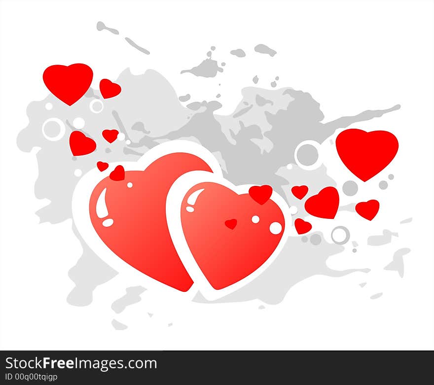 Stylized hearts on a gray grunge background. Valentine's illustration. Stylized hearts on a gray grunge background. Valentine's illustration.