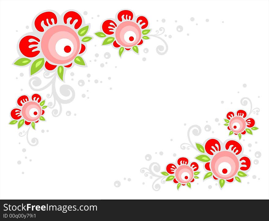 Stylized flower pattern on a white background. Digital illustration. Stylized flower pattern on a white background. Digital illustration.