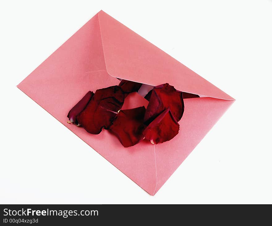 Envelope with rose petals/ love letter