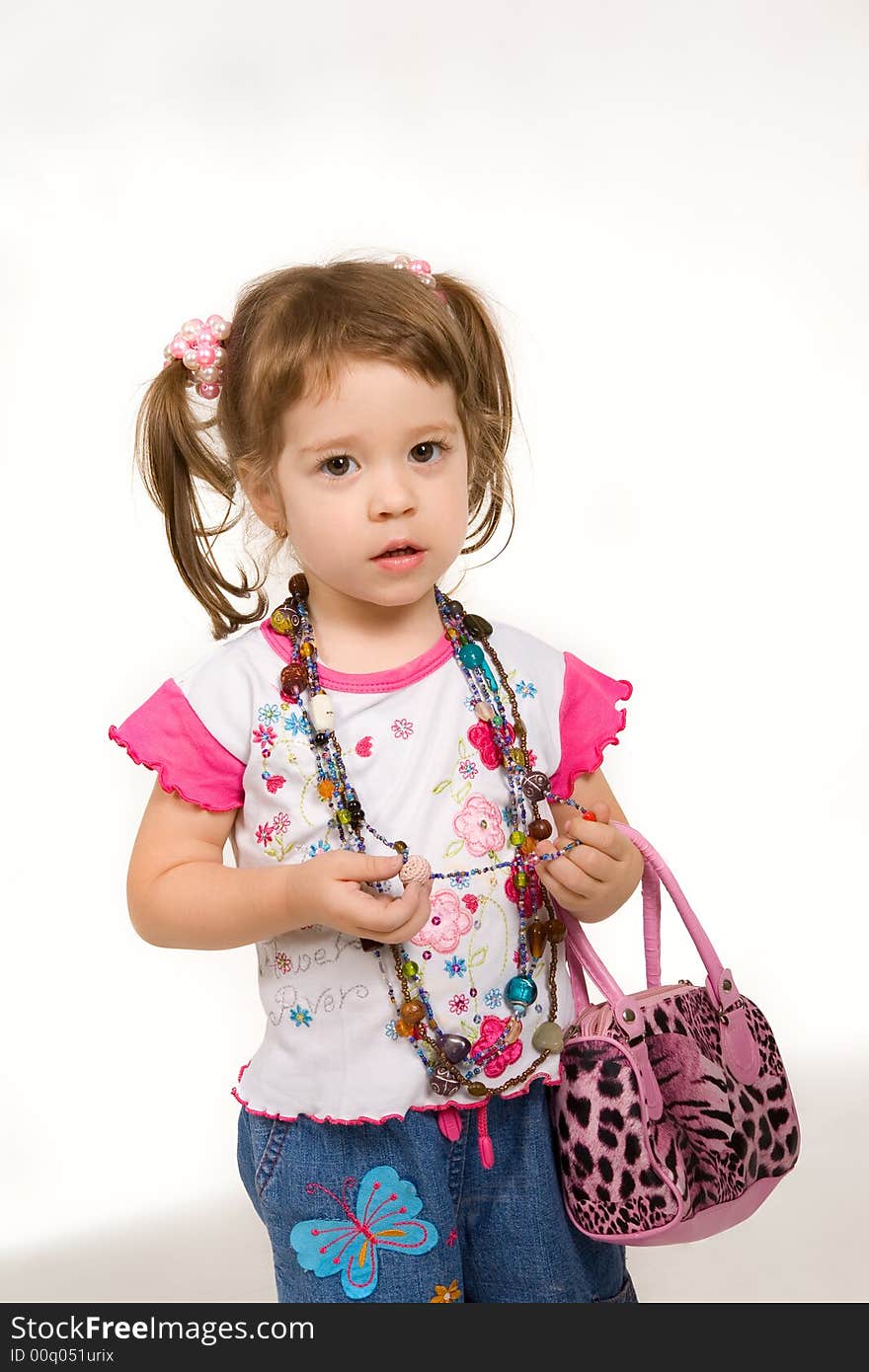 Beautiful young girl with a bag. Beautiful young girl with a bag