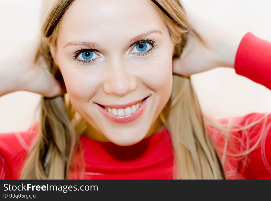 Smiling girl with blue eyes