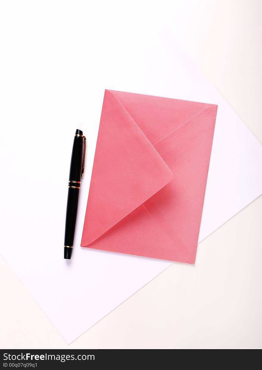 Red envelope and pen / valentine's card