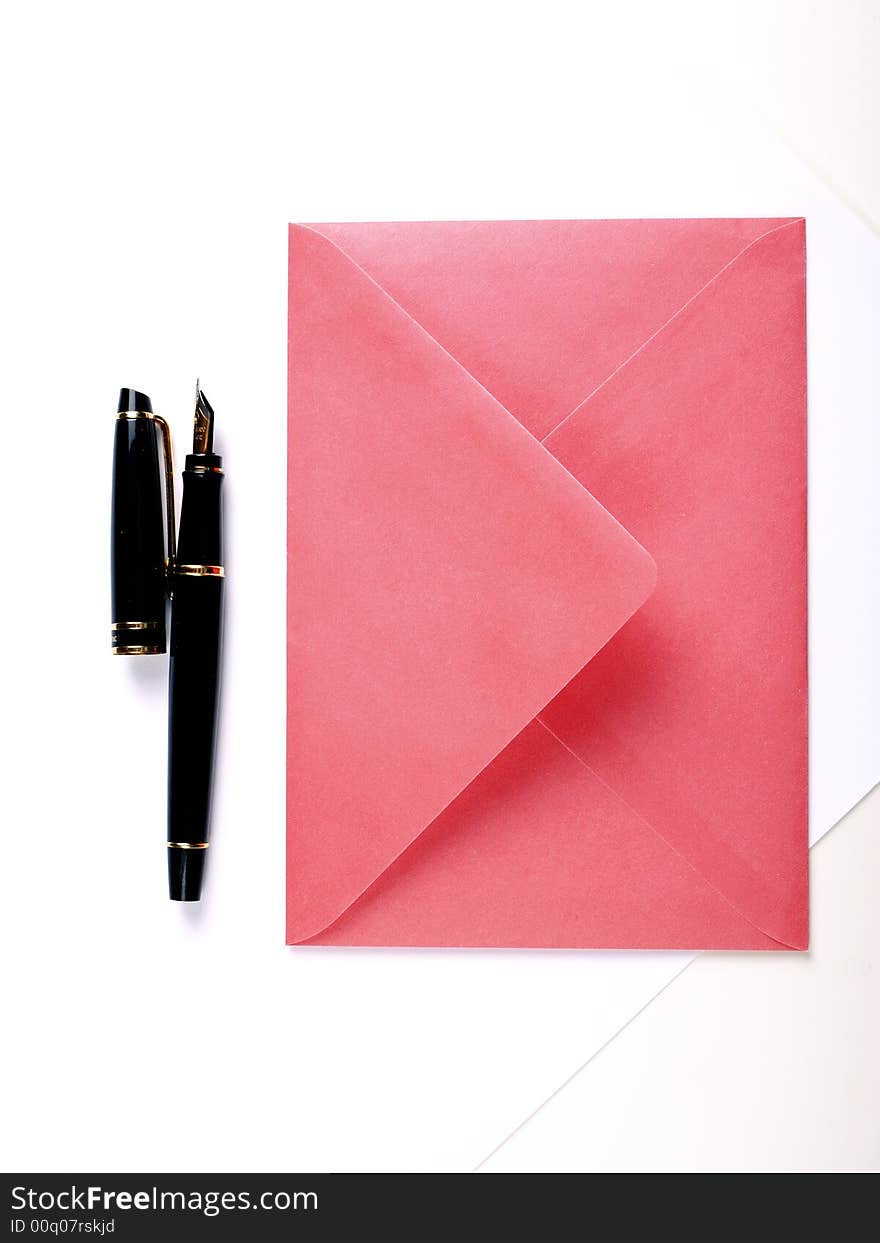 Red envelope and pen / valentine's card