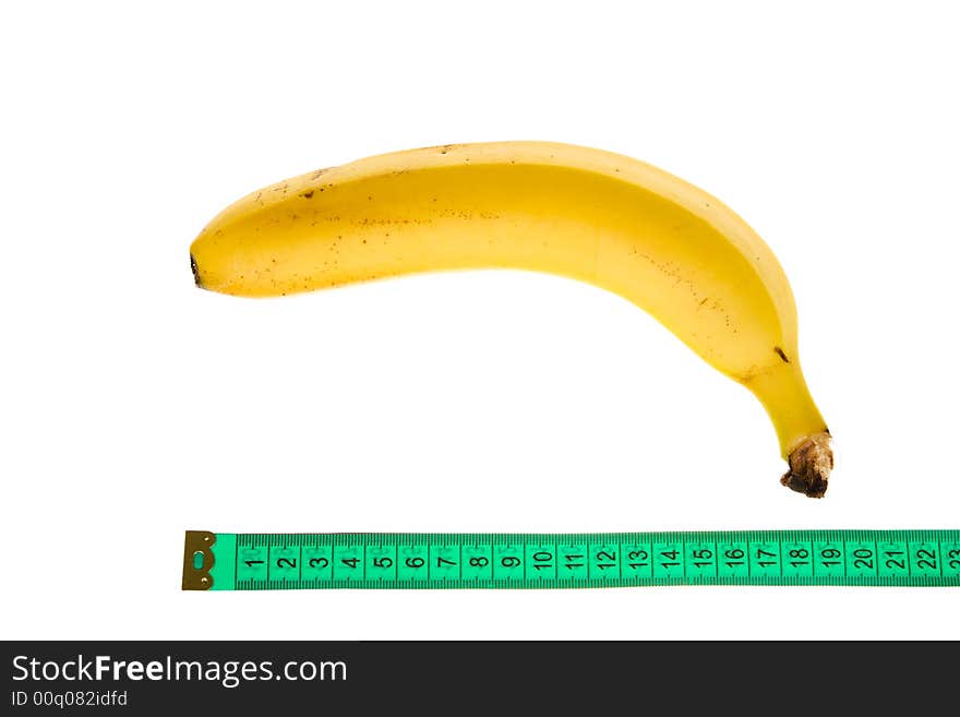 The banana on a white background