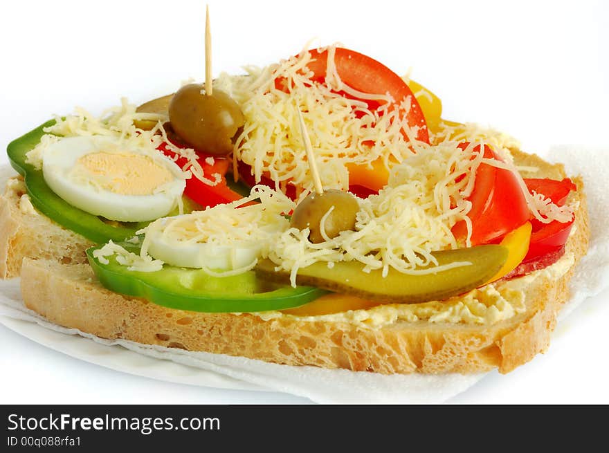 Two sandwiches on the white background. Two sandwiches on the white background