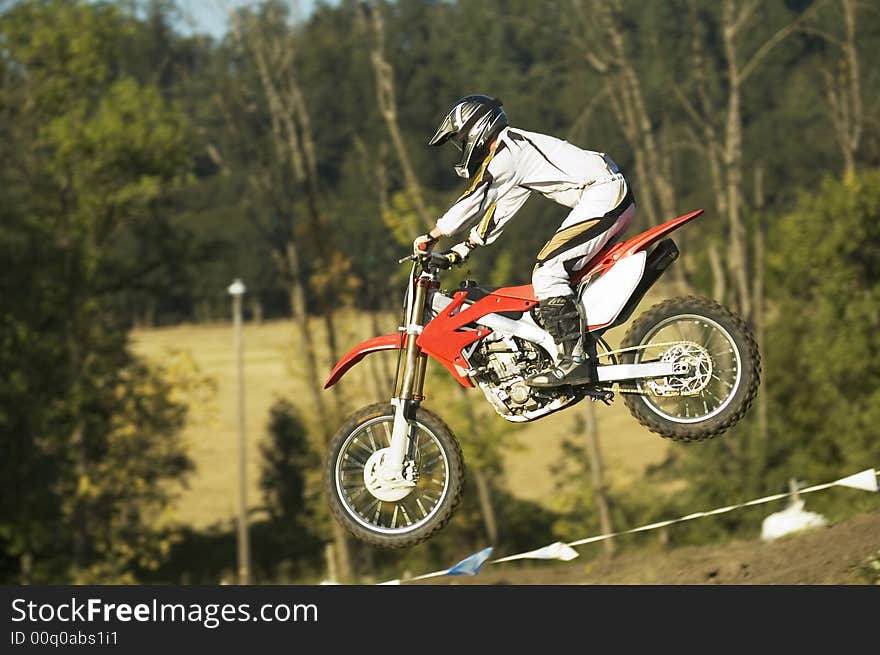 Having fun on a motocross track. Having fun on a motocross track