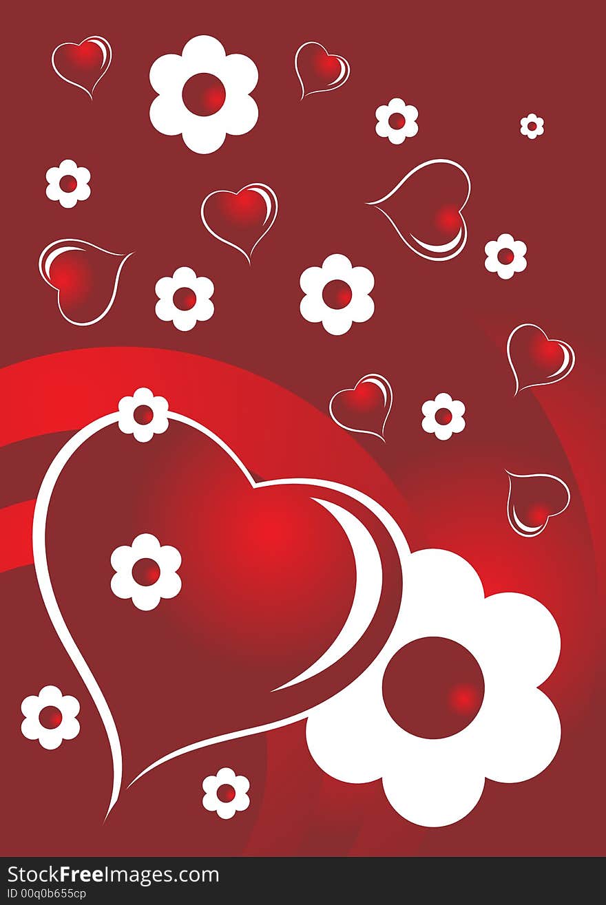 Modern floral valentine background in red and white colors. Modern floral valentine background in red and white colors