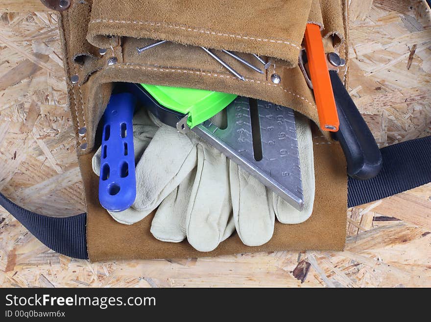 Tool bag with tool- gloves, pencil,..