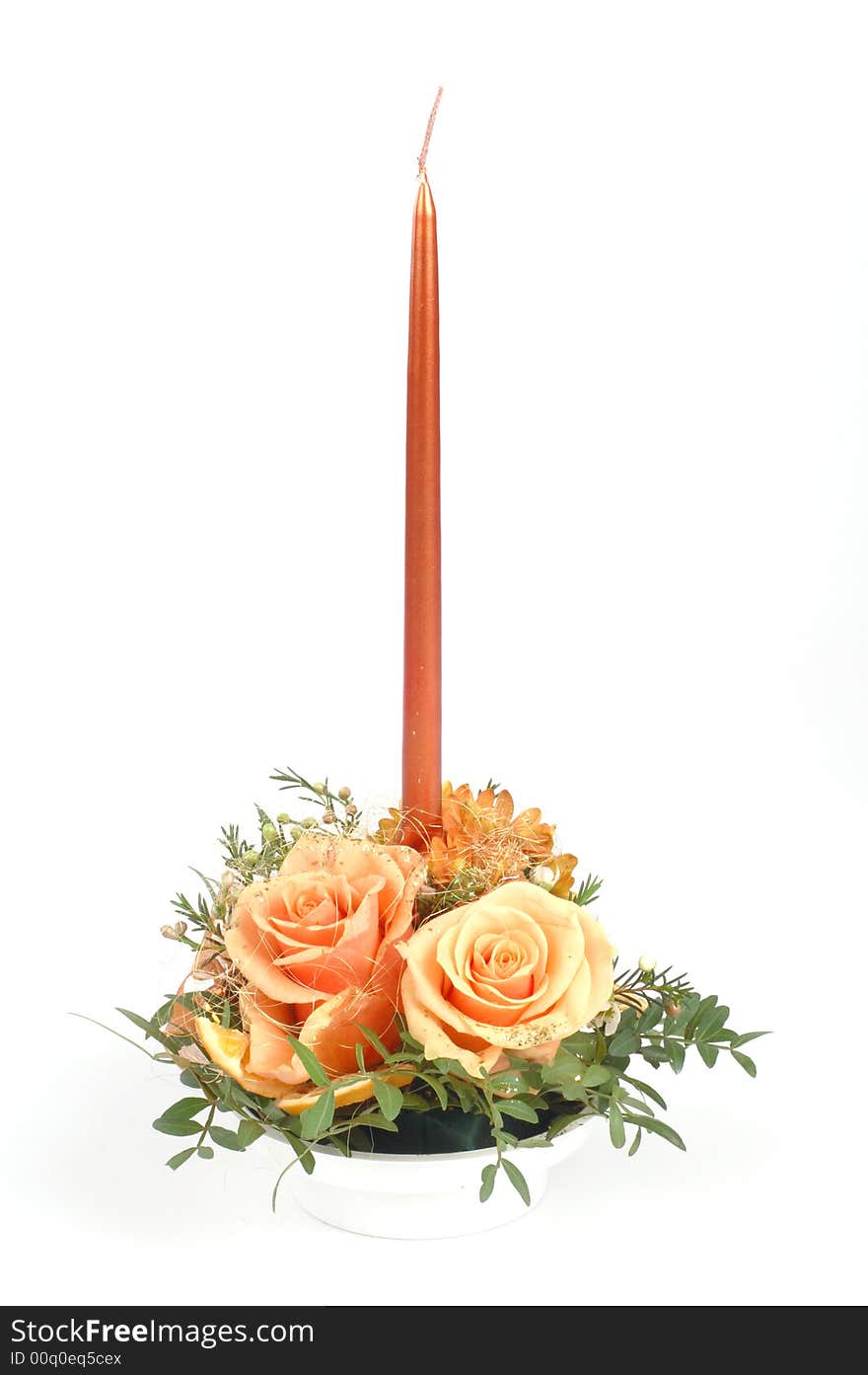 Candlestick With Fresh Flowers