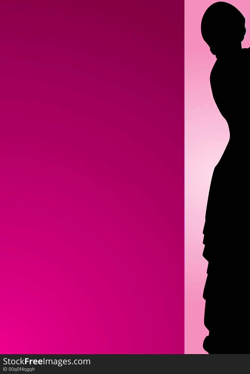 Silhouette of a Woman on pink background