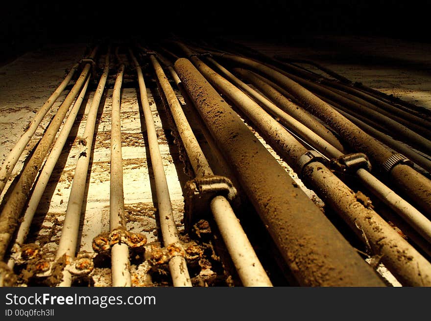 Electricity cables in sepia colors