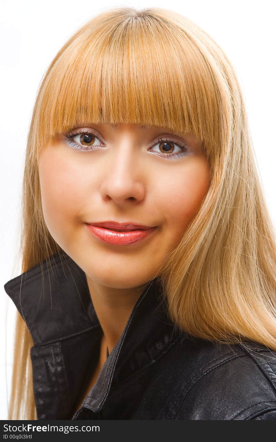 Portrait beauty blonde woman with long hair