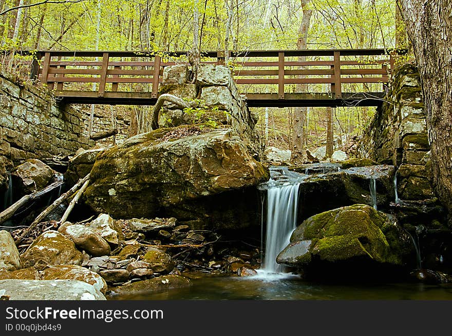 This is a early morning shot of the bridge in the local state park. This is a early morning shot of the bridge in the local state park.