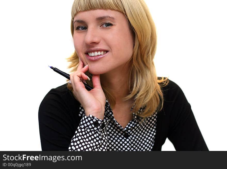 Young Woman Is Smiling In Office