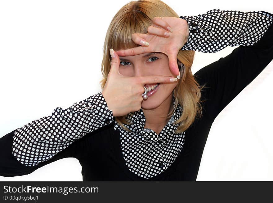 Young woman is smiling in office