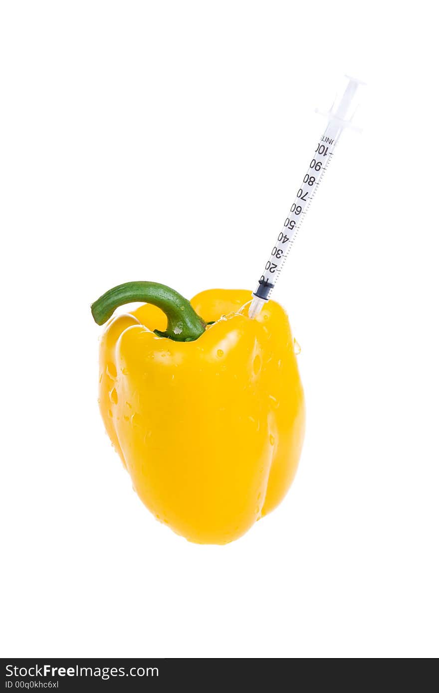 Medicine concept : Pepper with a syringe