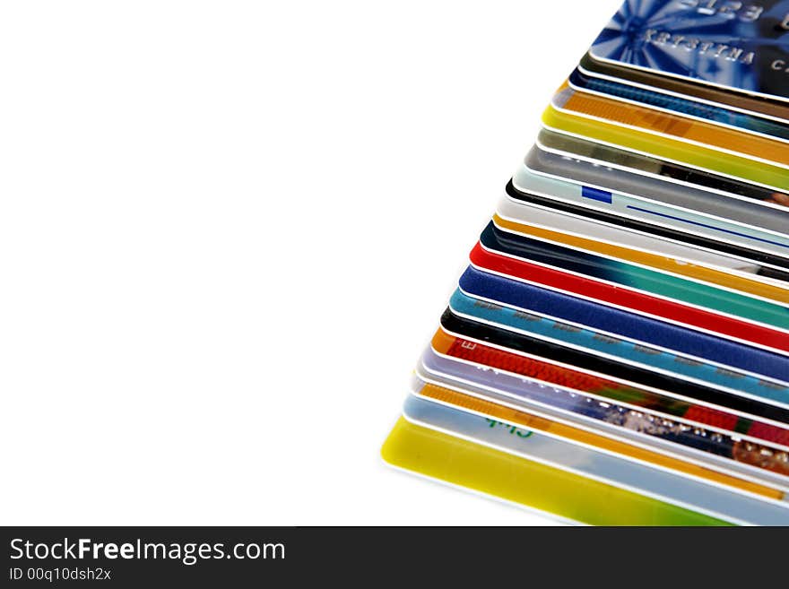 Colorful credit card on a light background. Colorful credit card on a light background