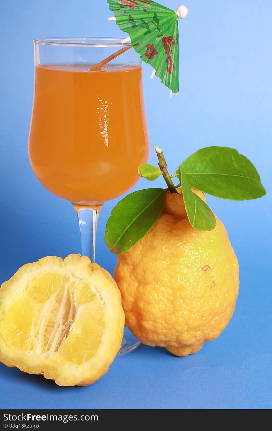 Cocktail And Lemons on a blue background