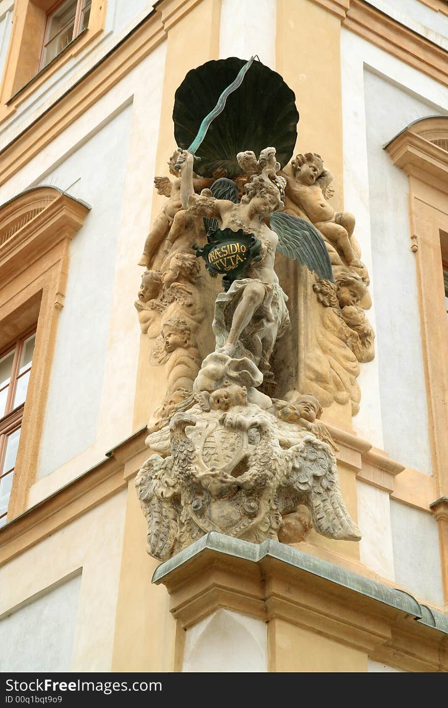 Wall with sculptural decoration fragment. Wall with sculptural decoration fragment