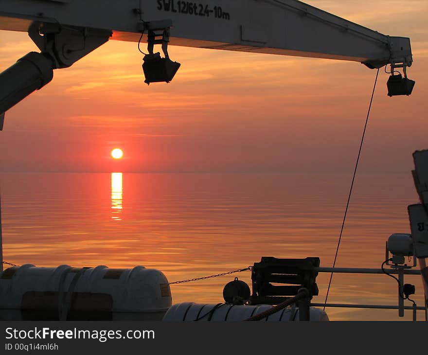 The red sunset in the Baltic sea