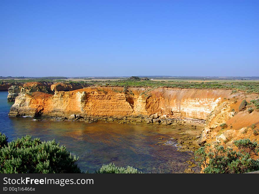 Photograph taken at the site of the Bay of Islands on the Great Ocean Road looking back towards the cliff face (Australia). Photograph taken at the site of the Bay of Islands on the Great Ocean Road looking back towards the cliff face (Australia).