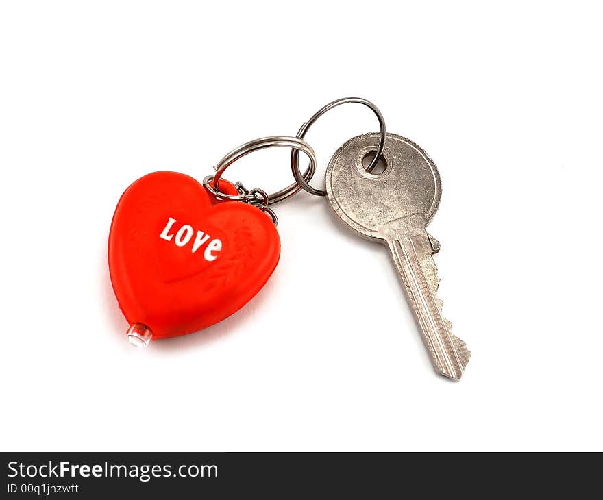 Key with heart key ring with word love on it. Key with heart key ring with word love on it