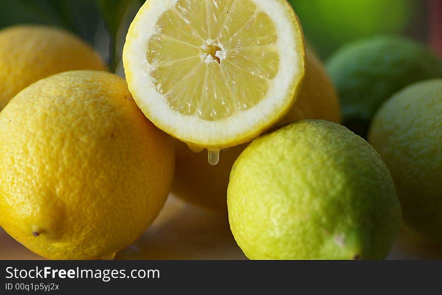 Lemon half with lemons group.