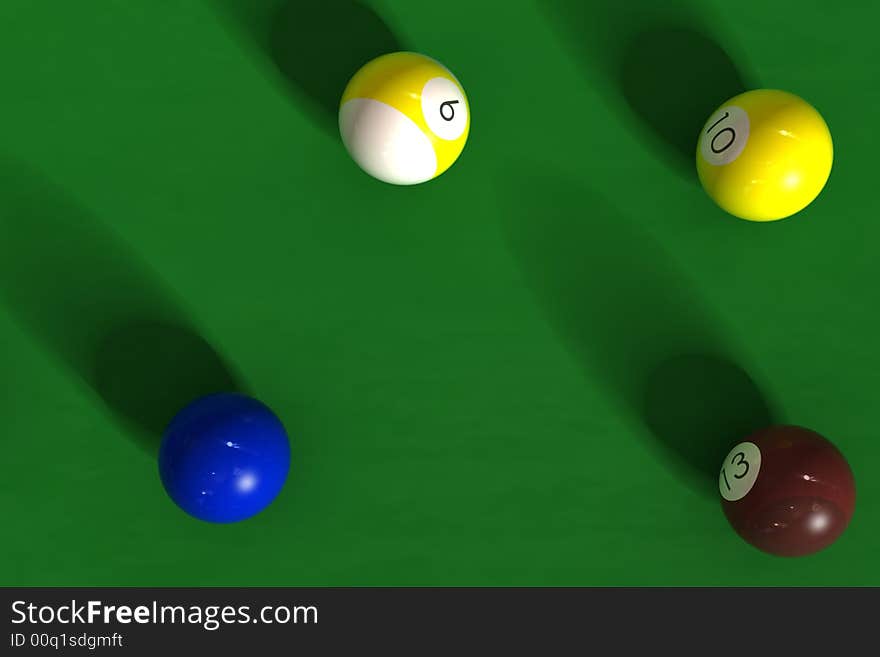 Billiard table with balls - photorealistic 3d render