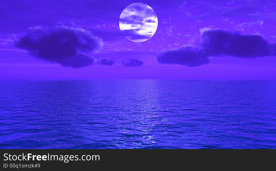 Beautiful sea and sky at sunset - digital artwork. Beautiful sea and sky at sunset - digital artwork