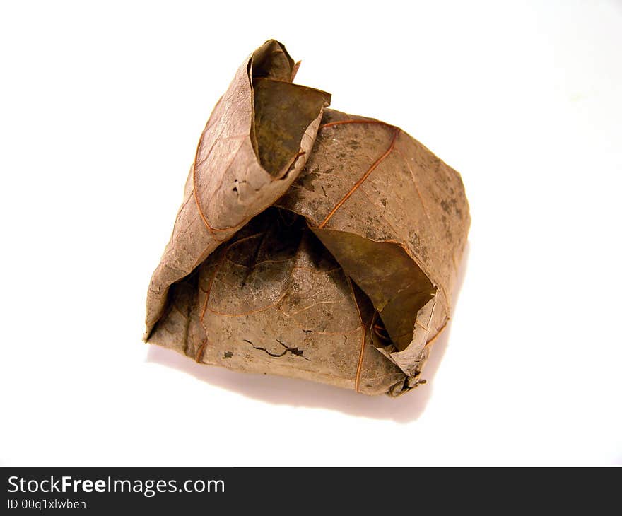 Closeup of isolated Steamed Rice in Lotus Leaves (Chinese Food)