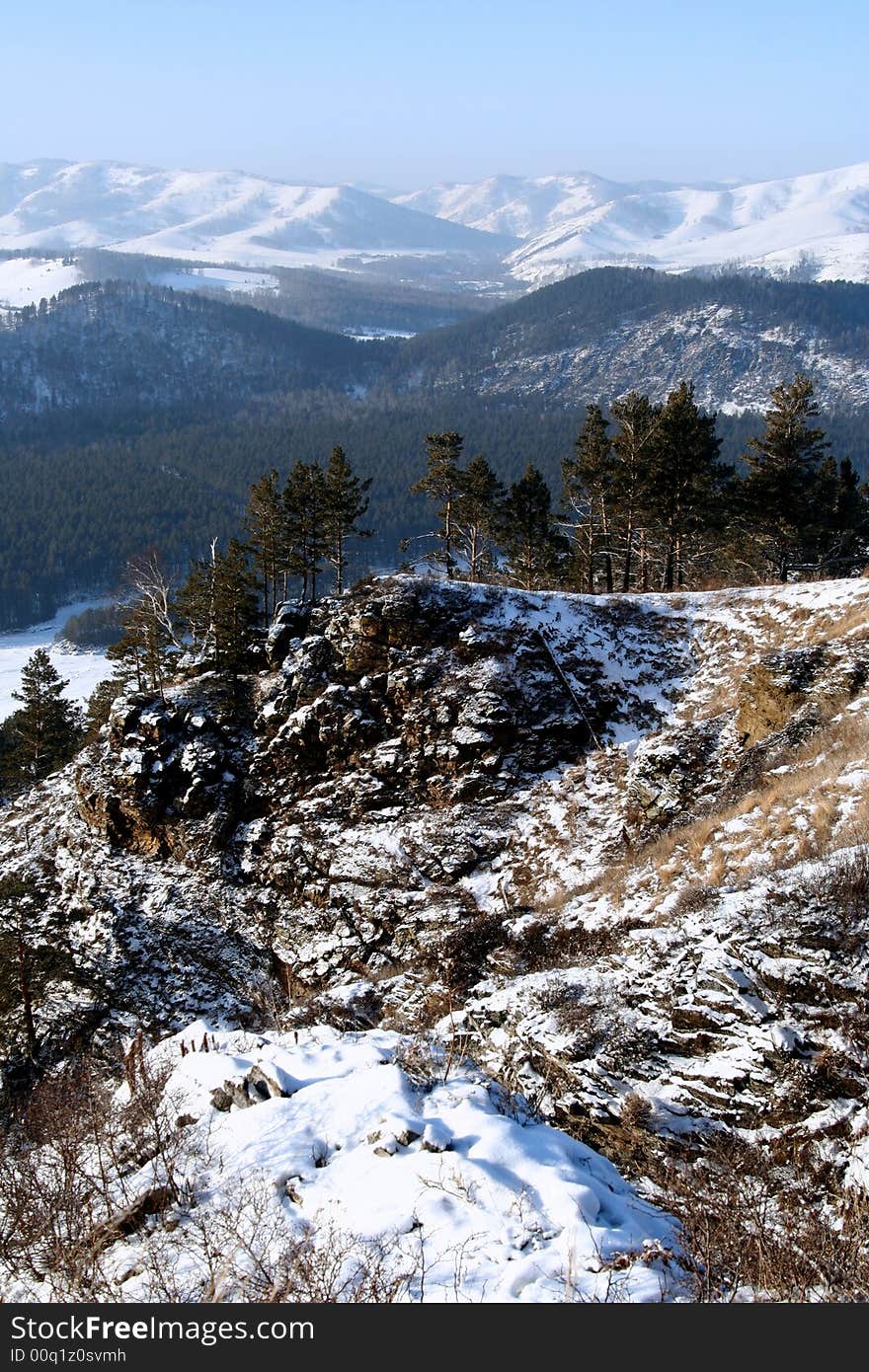 Altai Mountain with snow in winter 2008