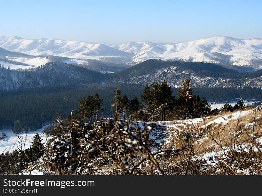 Altai Mountain with snow in winter 2008