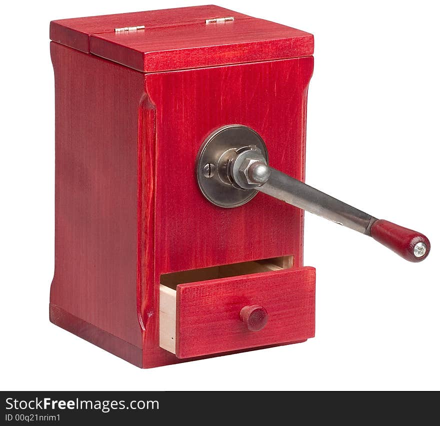 Coffee grinder on white background