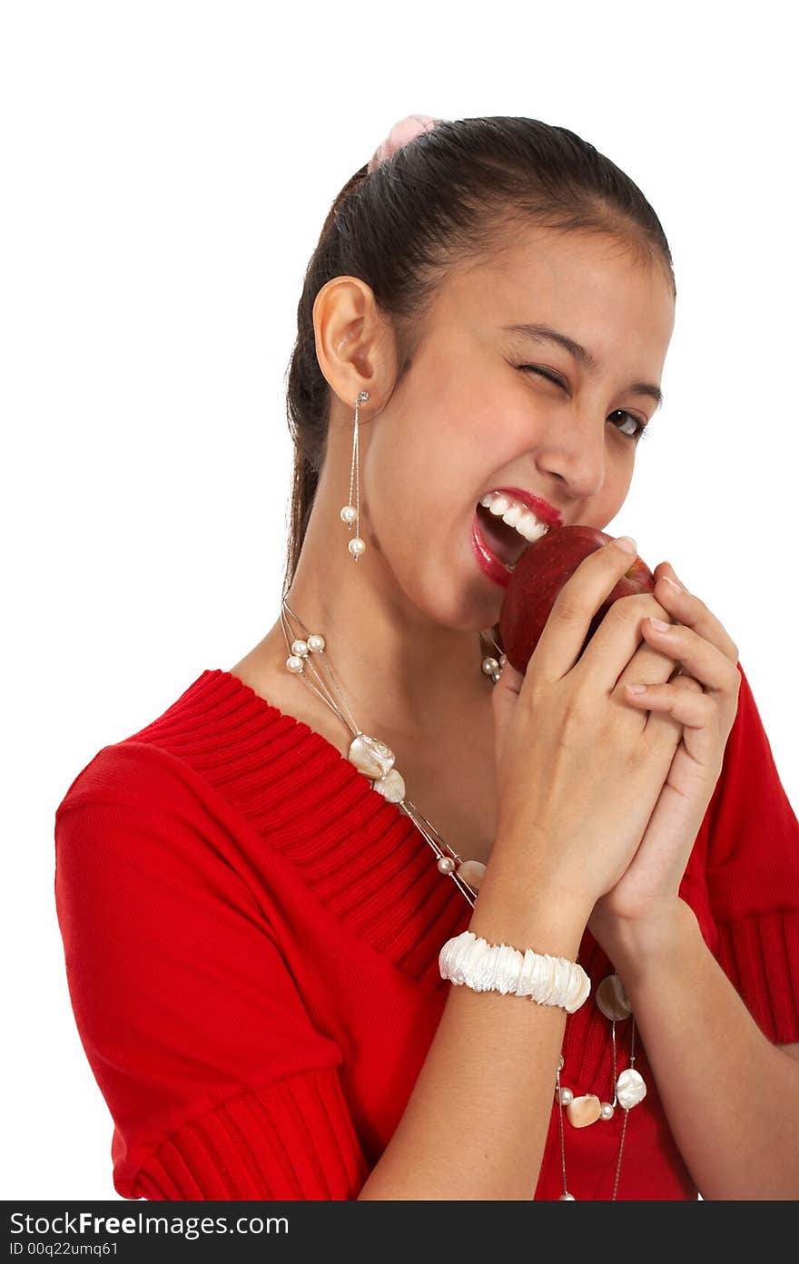 Girl eating apple