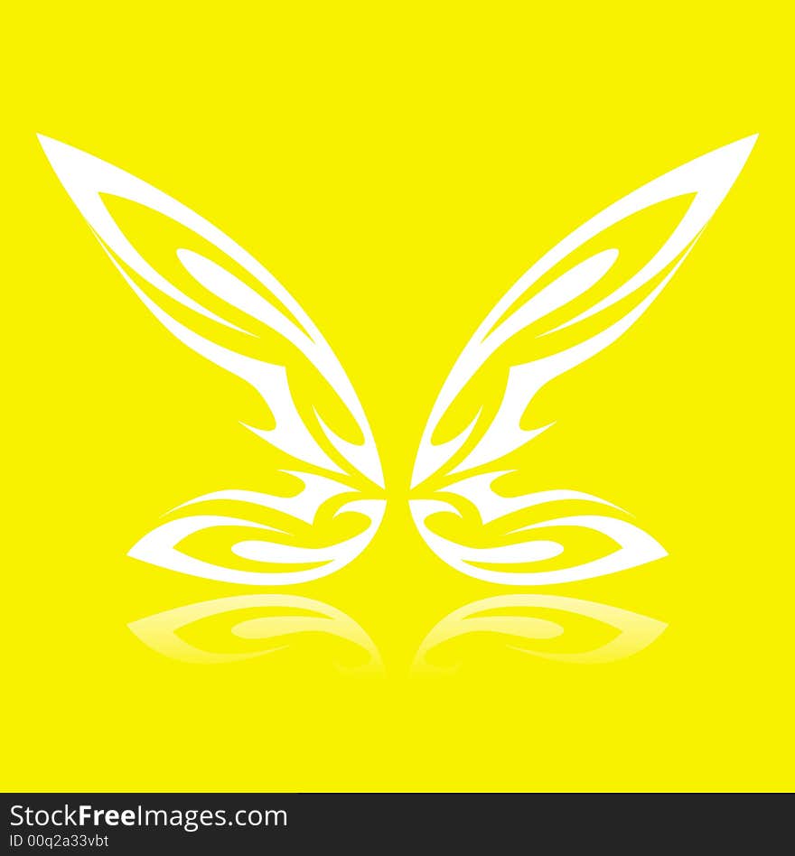 Butterfly on the yellow square