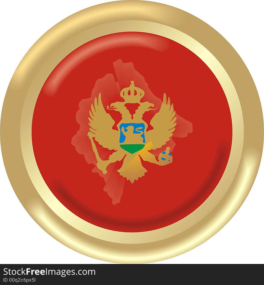 Art illustration: round medal with the flag of montenegro