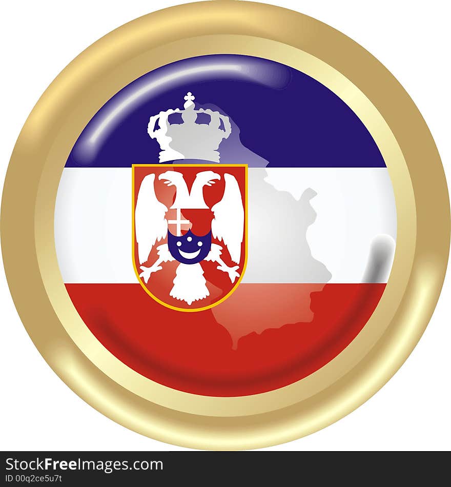 Art illustration: round medal with the flag of serbia