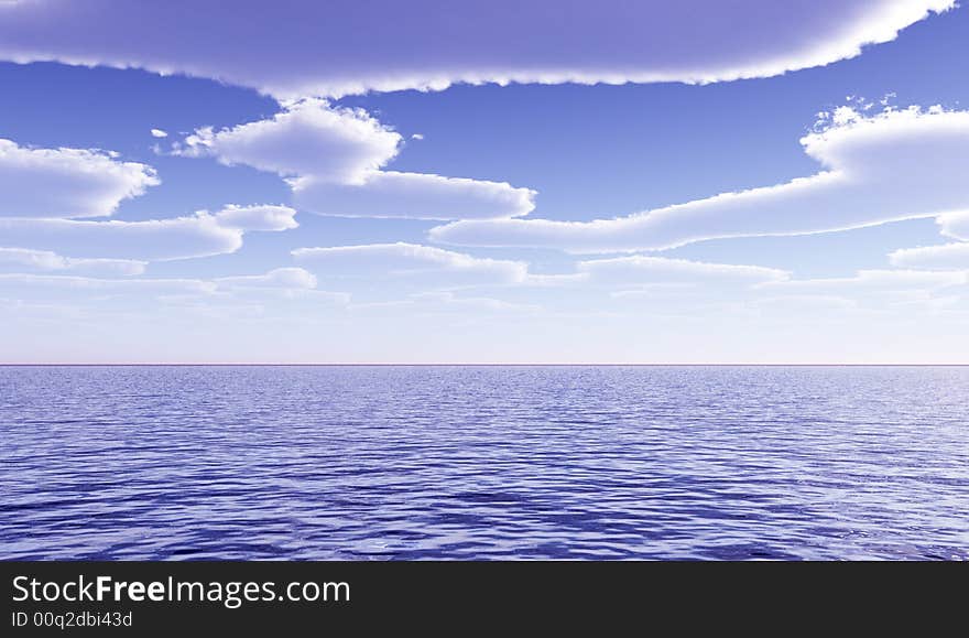 Beautiful summer seascape. 3d image. Beautiful summer seascape. 3d image