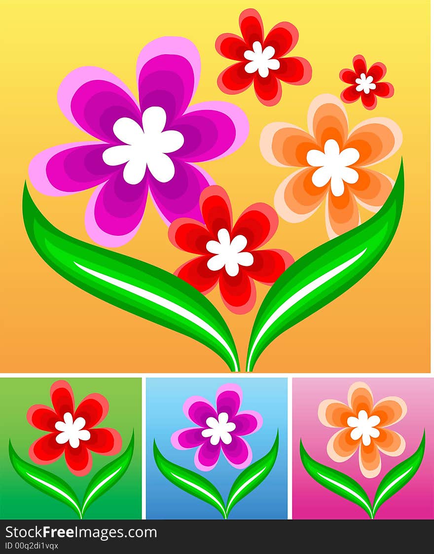 The vector illustration containing the flower decorative project with flowers, a vector. The vector illustration containing the flower decorative project with flowers, a vector