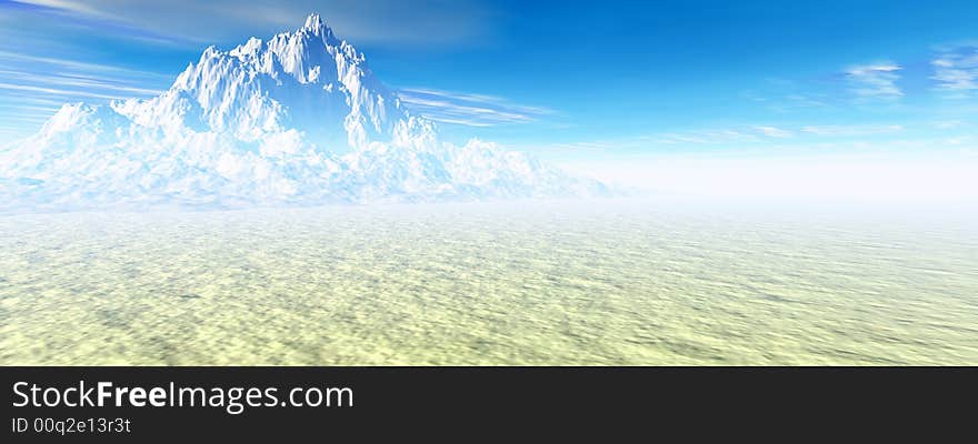 Beautiful winter landscape. 3d image