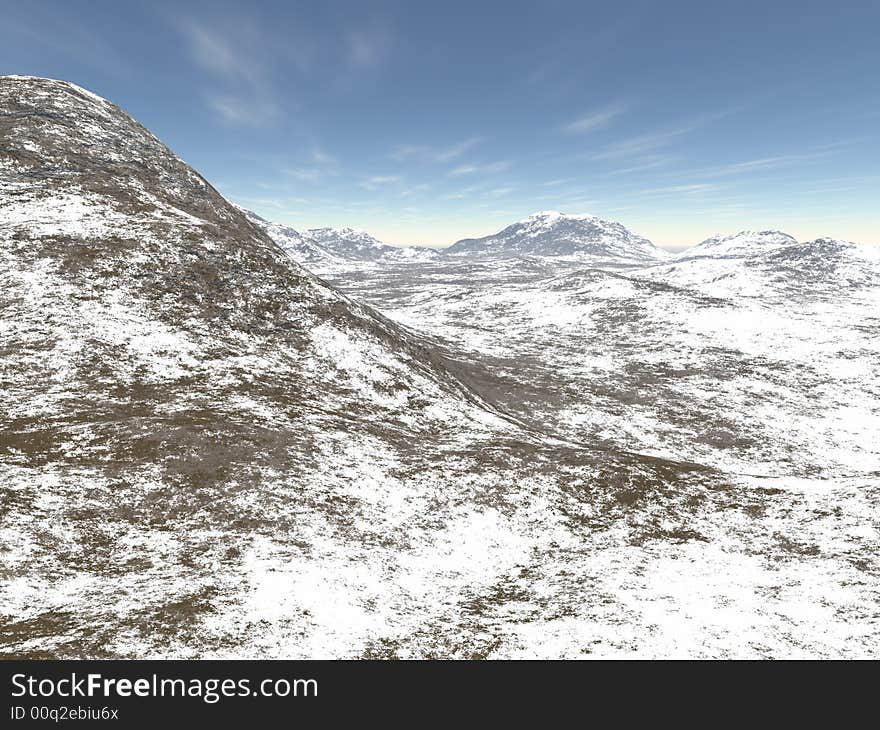 Beautiful winter landscape. 3d image