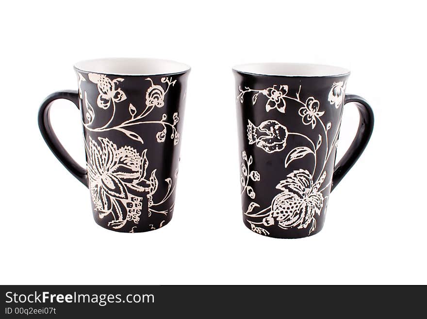 Two cups isolated on a white background