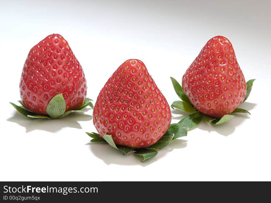 Three red strawberry