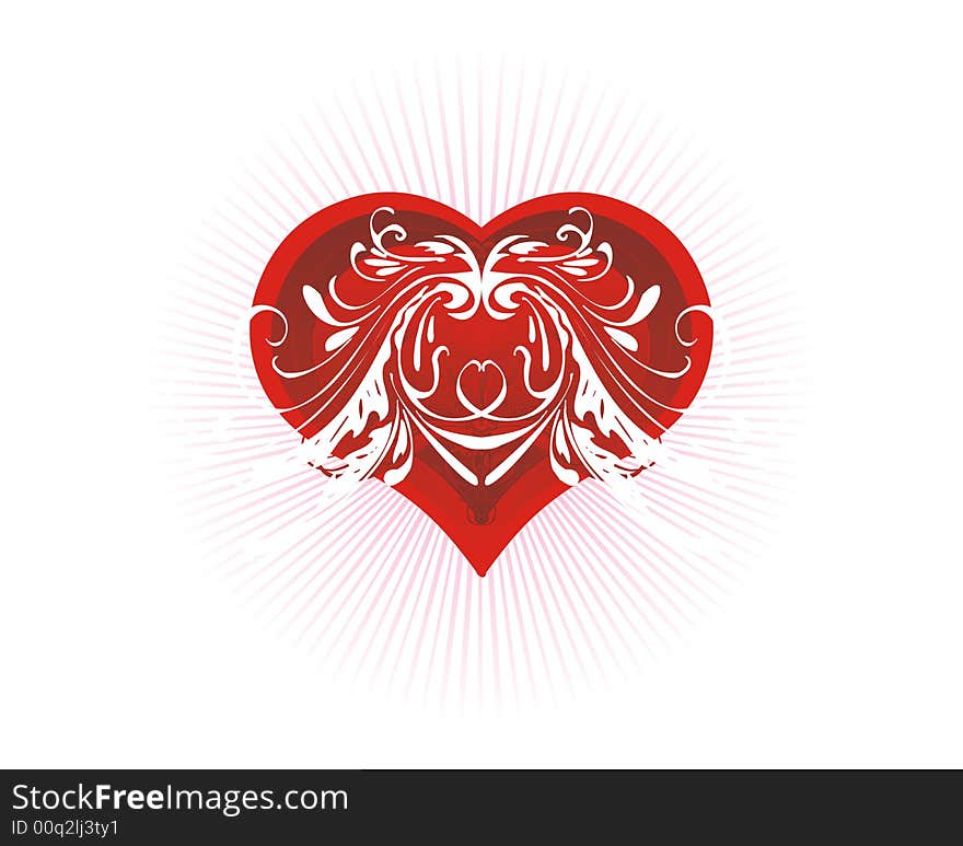 Stylized red heart on white background,valentine's illustration. Stylized red heart on white background,valentine's illustration