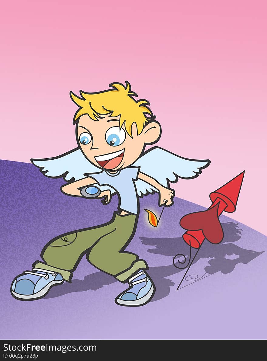 A little modern cupido make start his arrow