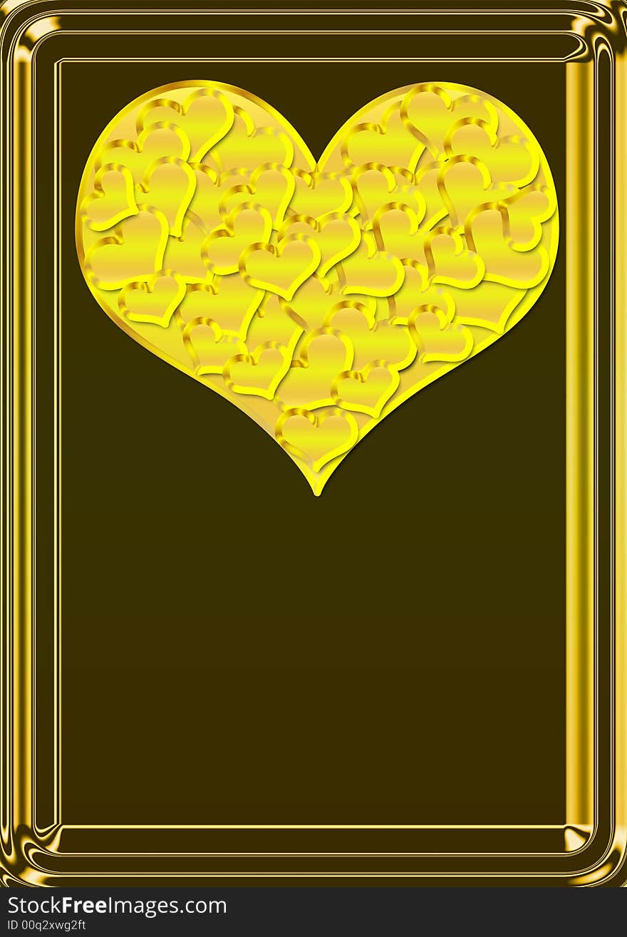 Gold heart consisting of many small hearts