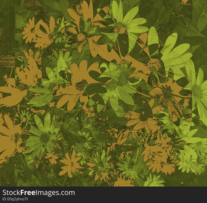 Camo Textured Daisy Wallpaper