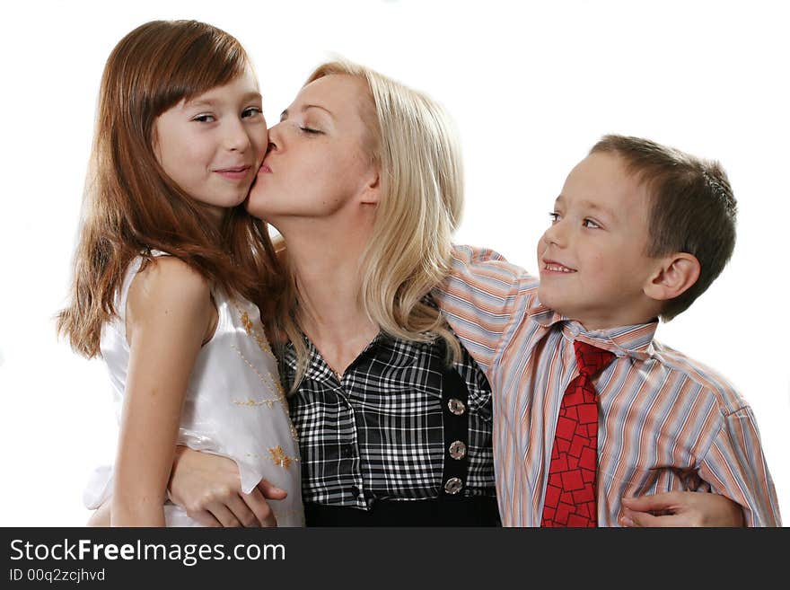 Happy young mum with the children. Happy young mum with the children